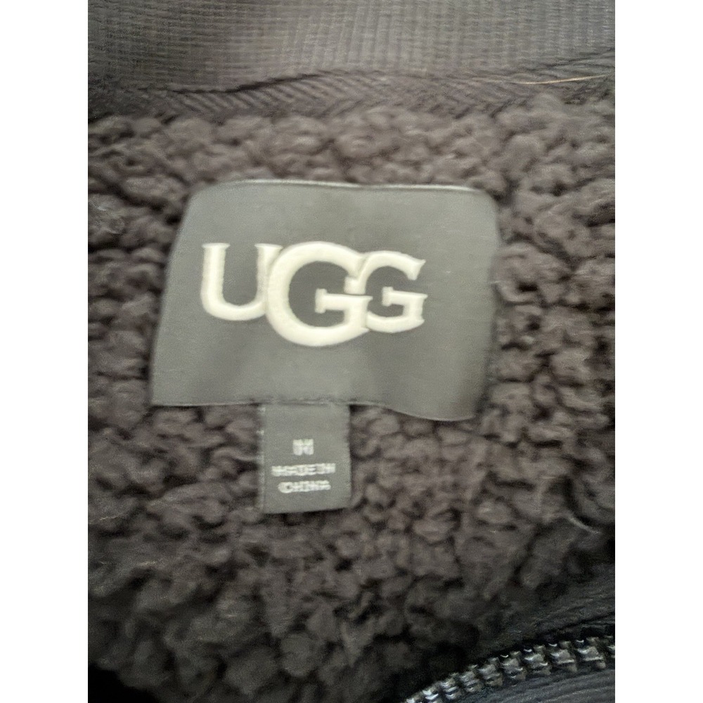 UGG Sherpa Fleece Pullover Women's M Black Half Zip Teddy Faux Fur Granola Cozy‎ - Picture 6 of 8